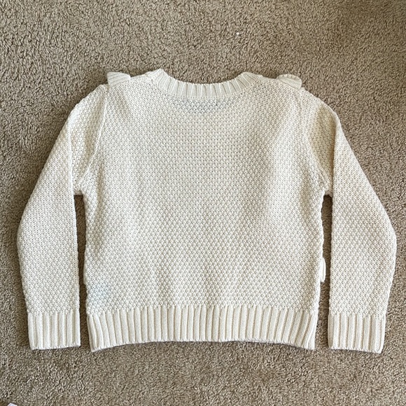 Ivory Ruffle Boho Cable Knit Sweater - Picture 7 of 7
